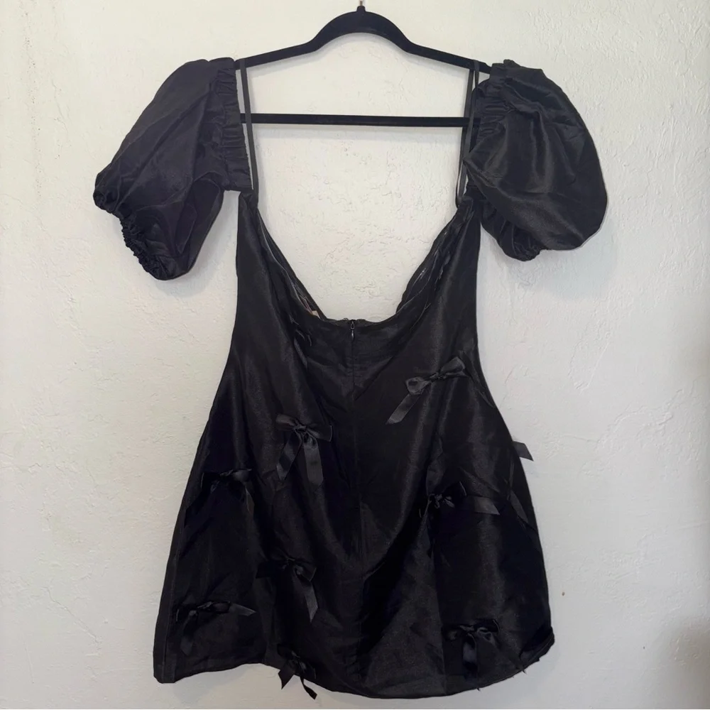 Anthropologie Hutch Off-The-Shoulder Bow Puff Sleeve Mini Dress - Picture 8 of 11